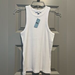Ann Taylor Weekend White Ribbed Sleeveless Top